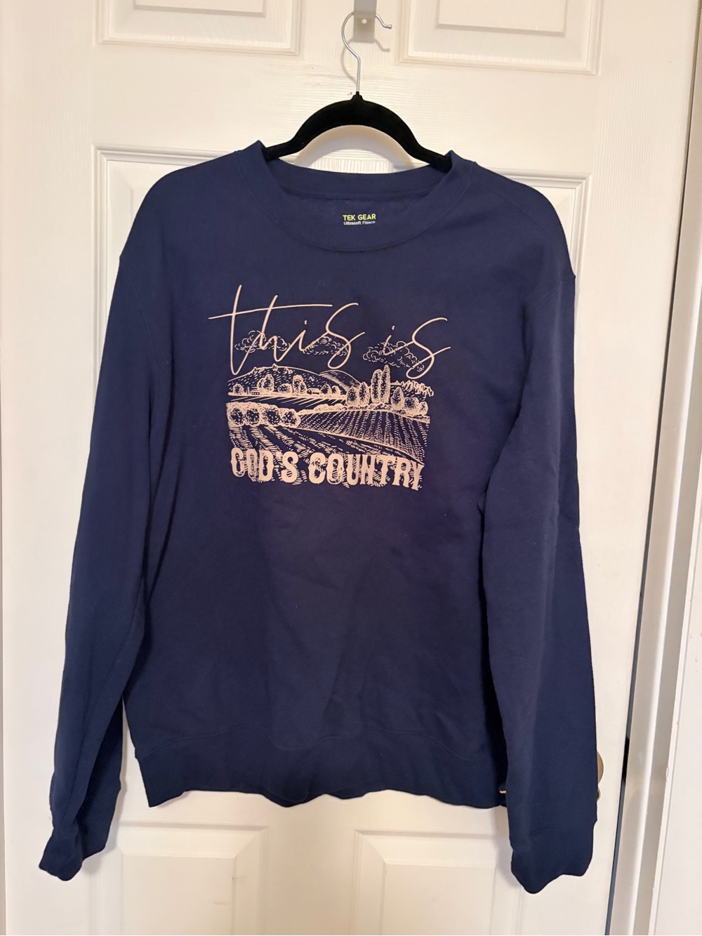 tek gear Navy Blue Sweatshirt with Light Tan Graphic